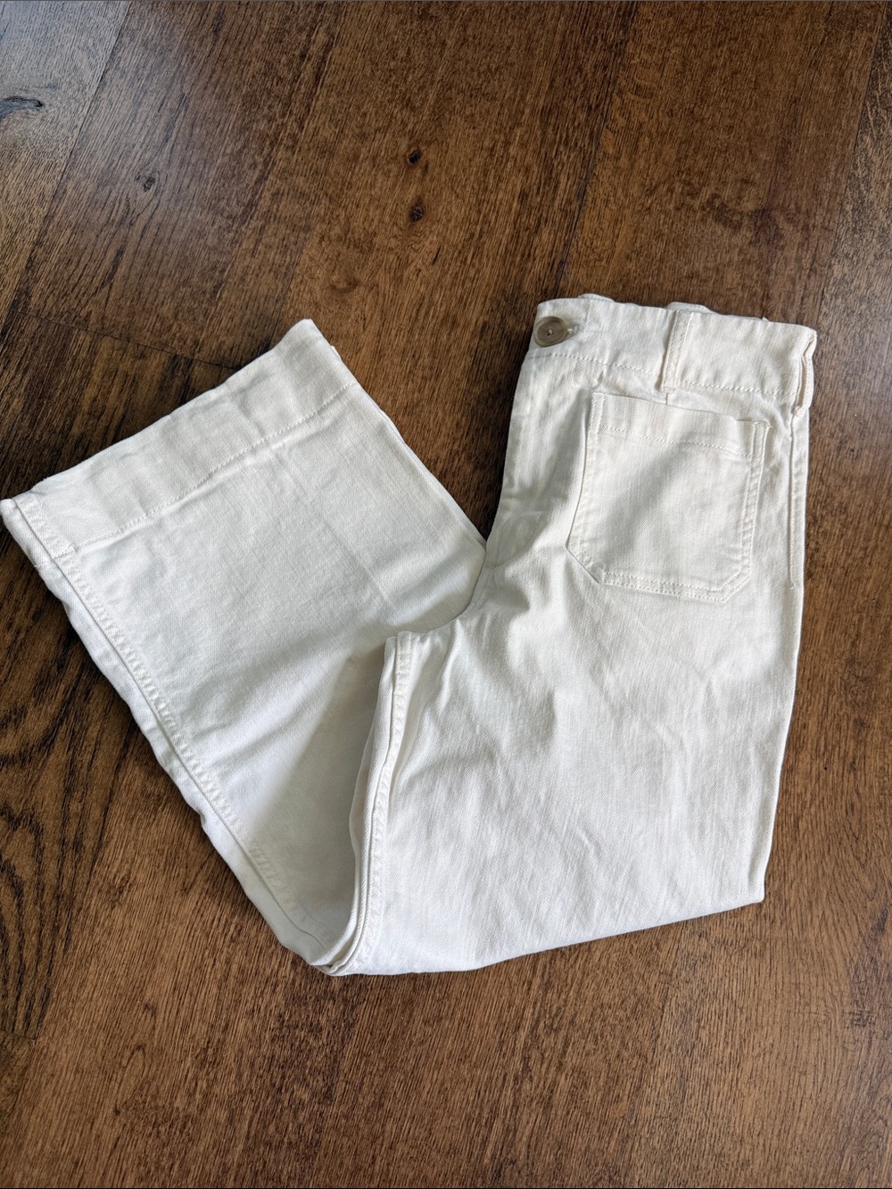 Maeve Colette Cream Wide-Leg Cropped Jeans